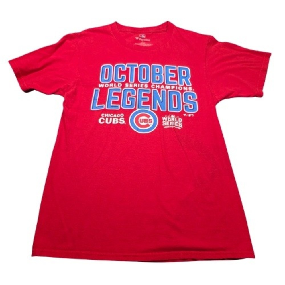 Fanatics Chicago Cubs 2016 World Series Champions Red Graphic T-Shirt Mens Small